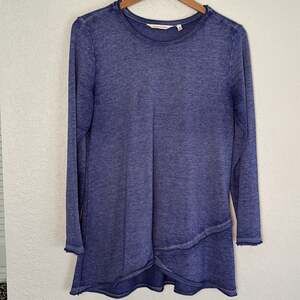 Soft Surroundings Palisades Tiered Tunic Top Coastal Lagenlook Oversized Granola